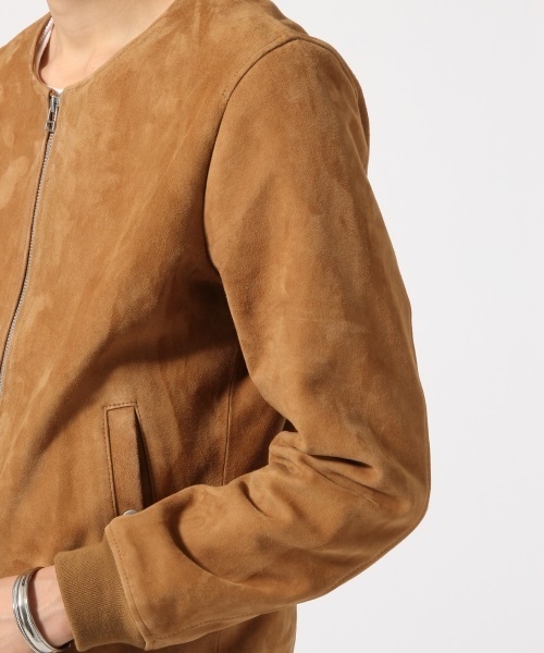 RAGEBLUE（レイジブルー）の「＜本革使用＞スウェードノーカラーブルゾン/710132（ブルゾン・メンズ・ブラウン・MEDIUM/LARGE）」の5枚目の写真
