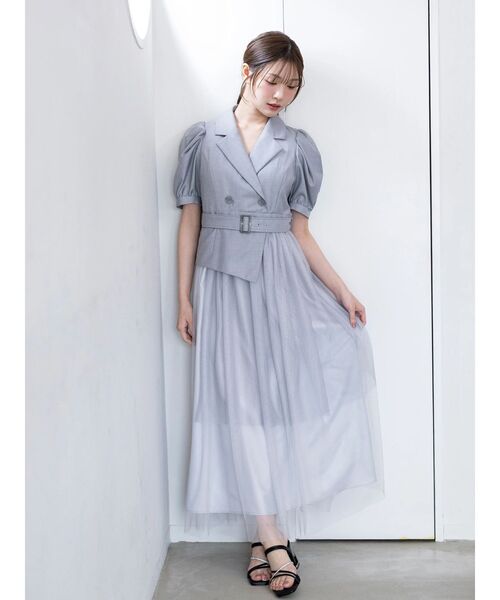 MERCURYDUO（マーキュリーデュオ）の「ジャケットドッキングワンピース（ワンピース・レディース・ライム/インディゴブルー/グレー・MEDIUM/SMALL）」の10枚目の写真