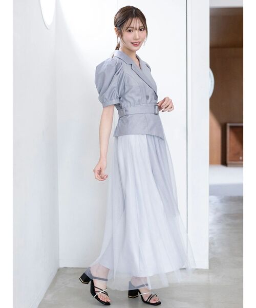 MERCURYDUO（マーキュリーデュオ）の「ジャケットドッキングワンピース（ワンピース・レディース・ライム/インディゴブルー/グレー・MEDIUM/SMALL）」の11枚目の写真