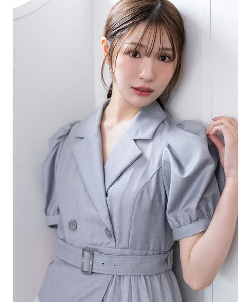 MERCURYDUO（マーキュリーデュオ）の「ジャケットドッキングワンピース（ワンピース・レディース・ライム/インディゴブルー/グレー・MEDIUM/SMALL）」の13枚目の写真