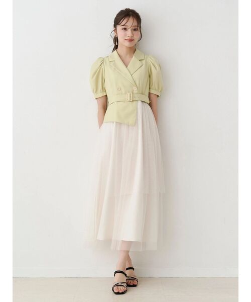 MERCURYDUO（マーキュリーデュオ）の「ジャケットドッキングワンピース（ワンピース・レディース・ライム/インディゴブルー/グレー・MEDIUM/SMALL）」の14枚目の写真