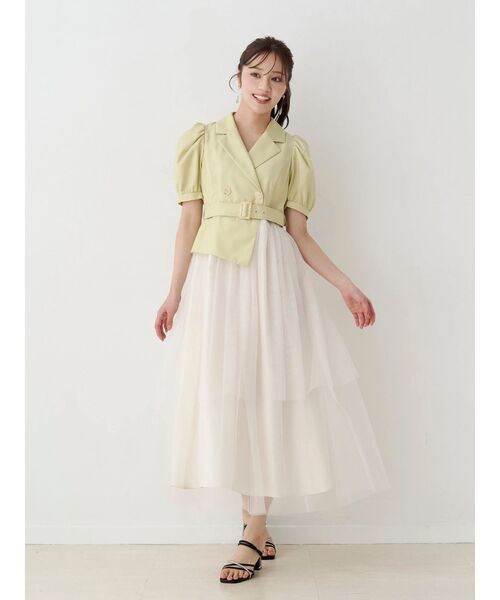 MERCURYDUO（マーキュリーデュオ）の「ジャケットドッキングワンピース（ワンピース・レディース・ライム/インディゴブルー/グレー・MEDIUM/SMALL）」の15枚目の写真