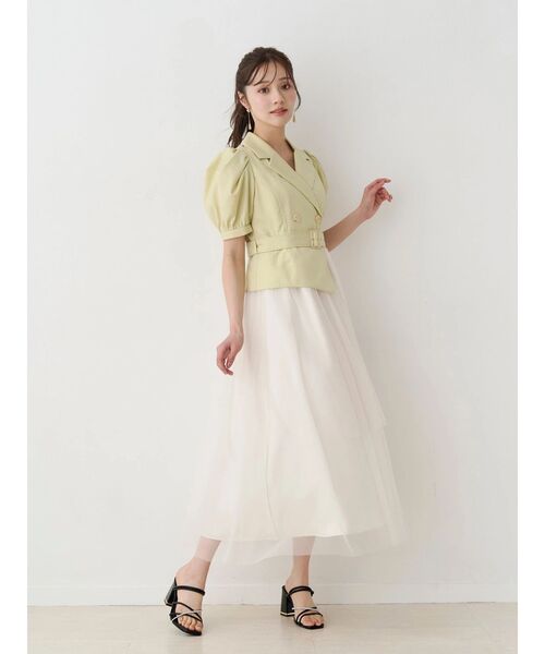 MERCURYDUO（マーキュリーデュオ）の「ジャケットドッキングワンピース（ワンピース・レディース・ライム/インディゴブルー/グレー・MEDIUM/SMALL）」の16枚目の写真