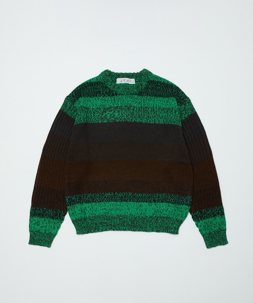 BAL（バル）の「GRADATION STRIPE CREWNECK SWEATER（ニット/セーター・メンズ・ブルー/グリーン/オレンジ・3/2/1）」の13枚目の写真
