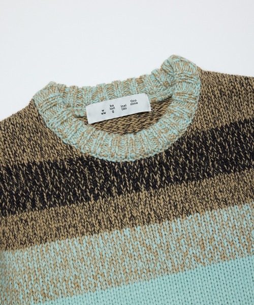 BAL（バル）の「GRADATION STRIPE CREWNECK SWEATER（ニット/セーター・メンズ・ブルー/グリーン/オレンジ・3/2/1）」の17枚目の写真