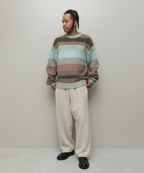 BAL（バル）の「GRADATION STRIPE CREWNECK SWEATER（ニット/セーター・メンズ・ブルー/グリーン/オレンジ・3/2/1）」の7枚目の写真