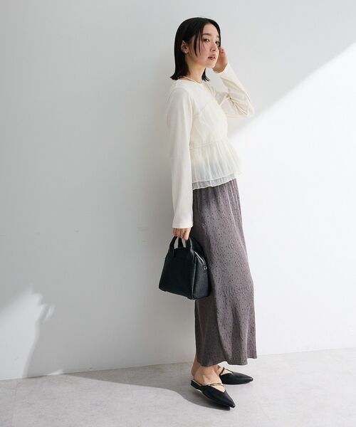 Green Parks(グリーンパークス)の「オーガンジービスチェドッキングプルオーバー(Tシャツ/カットソー・レディース・ブラック/グレー/ホワイト系その他2・FREE)」の21枚目の写真