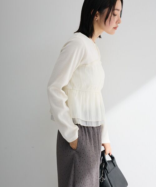 Green Parks(グリーンパークス)の「オーガンジービスチェドッキングプルオーバー(Tシャツ/カットソー・レディース・ブラック/グレー/ホワイト系その他2・FREE)」の17枚目の写真