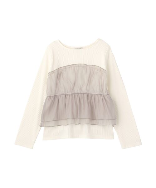 Green Parks(グリーンパークス)の「オーガンジービスチェドッキングプルオーバー(Tシャツ/カットソー・レディース・ブラック/グレー/ホワイト系その他2・FREE)」の6枚目の写真