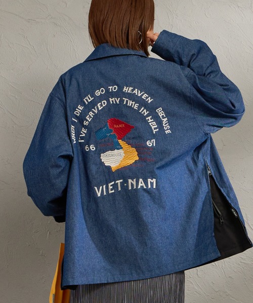 TAION（タイオン）の「[TAION/タイオン] ノンダウン リバーシブルベトジャン（その他アウター・レディース・レオパード/インディゴブルー・L/M）」の2枚目の写真