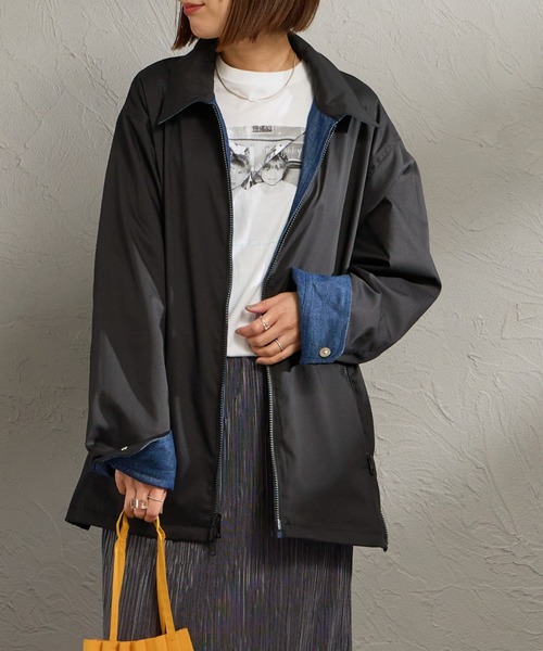 TAION（タイオン）の「[TAION/タイオン] ノンダウン リバーシブルベトジャン（その他アウター・レディース・レオパード/インディゴブルー・L/M）」の7枚目の写真