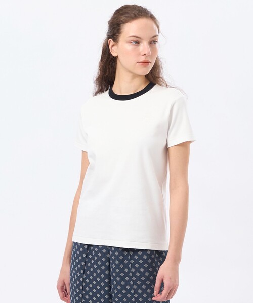 MACKINTOSH PHILOSOPHY（ﾏｯｷﾝﾄｯｼｭ ﾌｨﾛｿﾌｨｰ）の「ラッケンブースリンガーネックTシャツ（Tシャツ/カットソー・レディース・ブラック/ブルー系その他7/オフホワイト・38）」の2枚目の写真