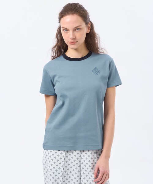 MACKINTOSH PHILOSOPHY（ﾏｯｷﾝﾄｯｼｭ ﾌｨﾛｿﾌｨｰ）の「ラッケンブースリンガーネックTシャツ（Tシャツ/カットソー・レディース・ブラック/ブルー系その他7/オフホワイト・38）」の3枚目の写真