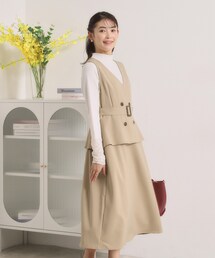 ITS'DEMO（イッツデモ）の「【手洗い可】トレンチ風ジャンスカ（ワンピース）」