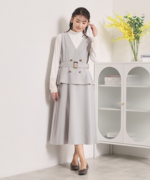 ITS'DEMO（イッツデモ）の「【手洗い可】トレンチ風ジャンスカ（ワンピース・レディース・グレー/ベージュ/チャコールグレー・00）」の5枚目の写真