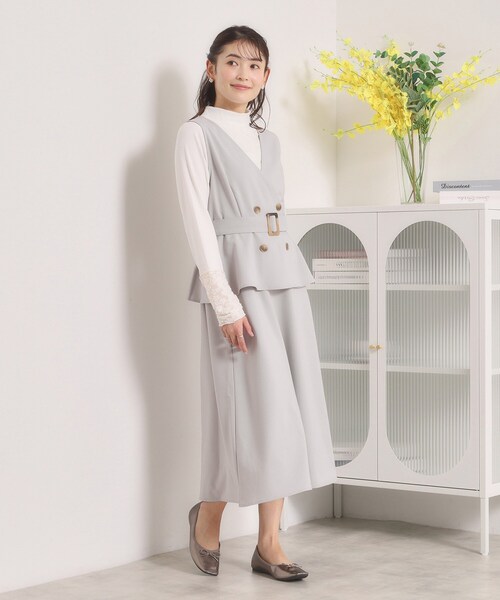 ITS'DEMO（イッツデモ）の「【手洗い可】トレンチ風ジャンスカ（ワンピース・レディース・グレー/ベージュ/チャコールグレー・00）」の6枚目の写真