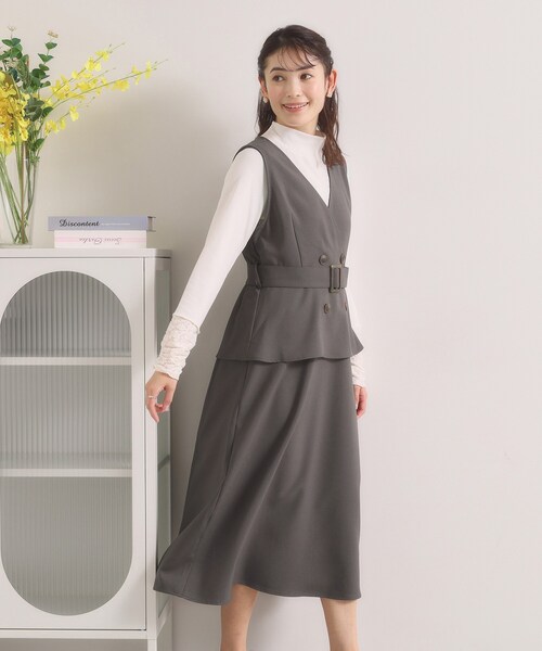 ITS'DEMO（イッツデモ）の「【手洗い可】トレンチ風ジャンスカ（ワンピース・レディース・グレー/ベージュ/チャコールグレー・00）」の8枚目の写真