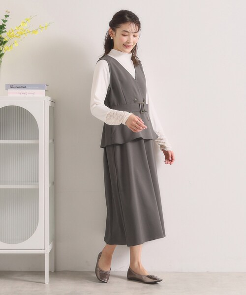 ITS'DEMO（イッツデモ）の「【手洗い可】トレンチ風ジャンスカ（ワンピース・レディース・グレー/ベージュ/チャコールグレー・00）」の10枚目の写真
