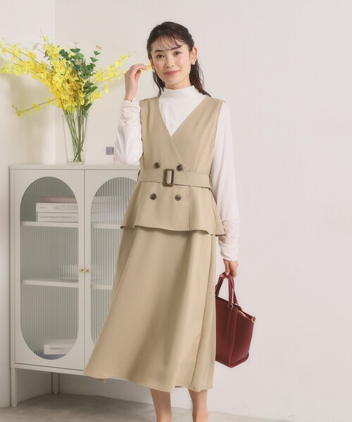 ITS'DEMO（イッツデモ）の「【手洗い可】トレンチ風ジャンスカ（ワンピース・レディース・グレー/ベージュ/チャコールグレー・00）」の12枚目の写真