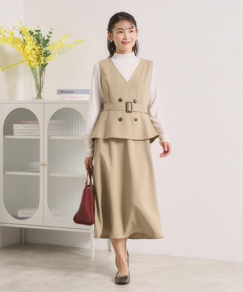 ITS'DEMO（イッツデモ）の「【手洗い可】トレンチ風ジャンスカ（ワンピース・レディース・グレー/ベージュ/チャコールグレー・00）」の13枚目の写真