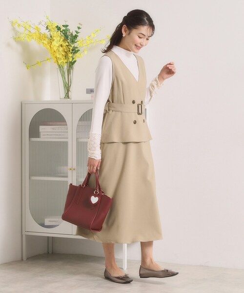 ITS'DEMO（イッツデモ）の「【手洗い可】トレンチ風ジャンスカ（ワンピース・レディース・グレー/ベージュ/チャコールグレー・00）」の14枚目の写真