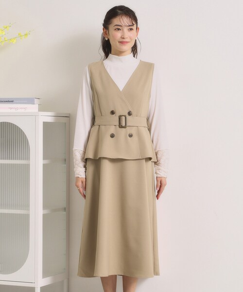 ITS'DEMO（イッツデモ）の「【手洗い可】トレンチ風ジャンスカ（ワンピース・レディース・グレー/ベージュ/チャコールグレー・00）」の16枚目の写真