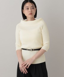 A part by | オフショルリブニットプルオーバー_5分袖(ニット/セーター)