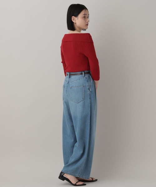 A part by(アパートバイ)の「オフショルリブニットプルオーバー_5分袖(ニット/セーター・レディース・アイボリー/ネイビー・FREE)」の12枚目の写真