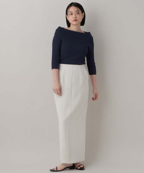 A part by(アパートバイ)の「オフショルリブニットプルオーバー_5分袖(ニット/セーター・レディース・アイボリー/ネイビー・FREE)」の17枚目の写真