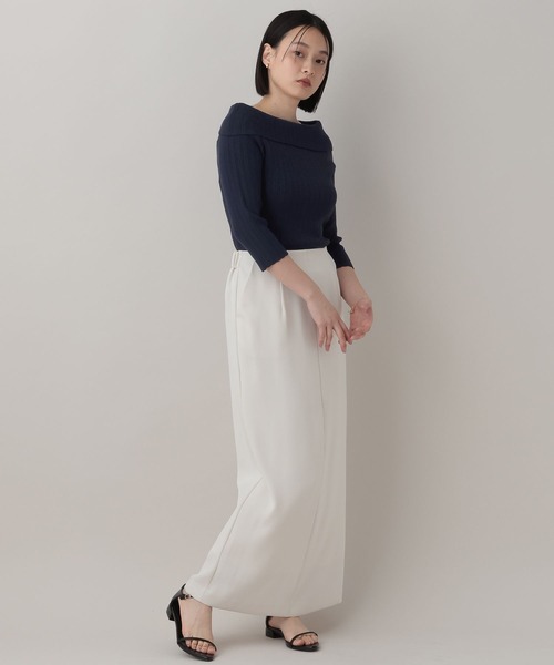 A part by(アパートバイ)の「オフショルリブニットプルオーバー_5分袖(ニット/セーター・レディース・アイボリー/ネイビー・FREE)」の18枚目の写真