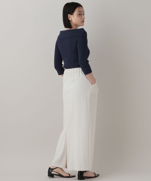 A part by(アパートバイ)の「オフショルリブニットプルオーバー_5分袖(ニット/セーター・レディース・アイボリー/ネイビー・FREE)」の20枚目の写真