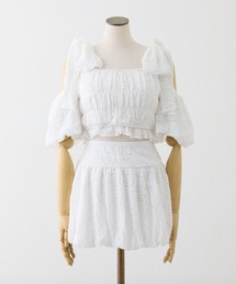 one after another NICE CLAUP | swimwear/シャーリングオフショル-バルーンミニスカート（3点セット)(水着)