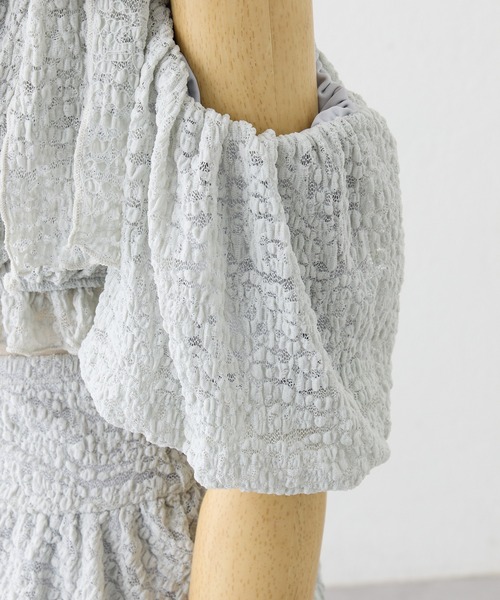 one after another NICE CLAUP（ワンアフターアナザーナイスクラップ）の「swimwear/シャーリングオフショル-バルーンミニスカート（3点セット)（水着・レディース・ミント/ブラック/ホワイト・FREE）」の9枚目の写真