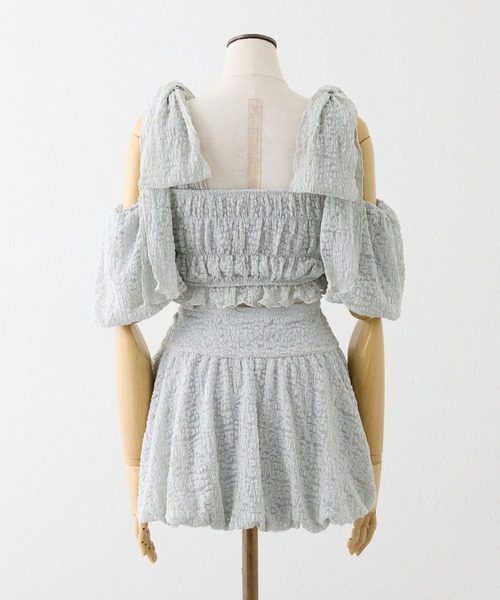 one after another NICE CLAUP（ワンアフターアナザーナイスクラップ）の「swimwear/シャーリングオフショル-バルーンミニスカート（3点セット)（水着・レディース・ミント/ブラック/ホワイト・FREE）」の11枚目の写真