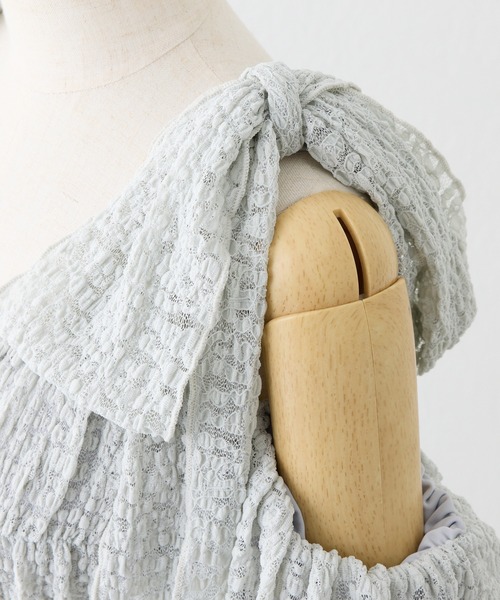 one after another NICE CLAUP（ワンアフターアナザーナイスクラップ）の「swimwear/シャーリングオフショル-バルーンミニスカート（3点セット)（水着・レディース・ミント/ブラック/ホワイト・FREE）」の5枚目の写真