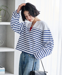 CHANTECLAIR/シャントクレール 別注 バスクボーダー Vネックプルオーバー/バスクシャツ