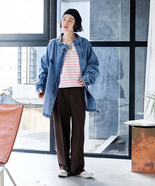 FREAK'S STORE(フリークスストア)の「CHANTECLAIR/シャントクレール 別注 バスクボーダー Vネックプルオーバー/バスクシャツ(Tシャツ/カットソー・レディース・ピンク/ナチュラル・フリ-)」の14枚目の写真