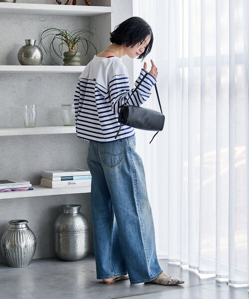 FREAK'S STORE(フリークスストア)の「CHANTECLAIR/シャントクレール 別注 バスクボーダー Vネックプルオーバー/バスクシャツ(Tシャツ/カットソー・レディース・ピンク/ナチュラル・フリ-)」の22枚目の写真