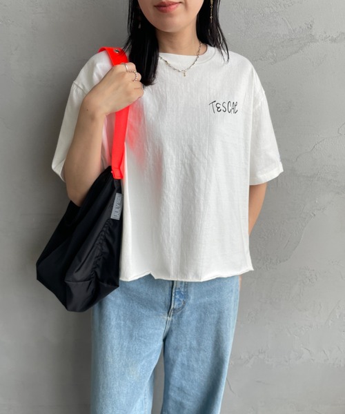 特注系列 手寫風LOGO BUHI背面印花剪邊T恤