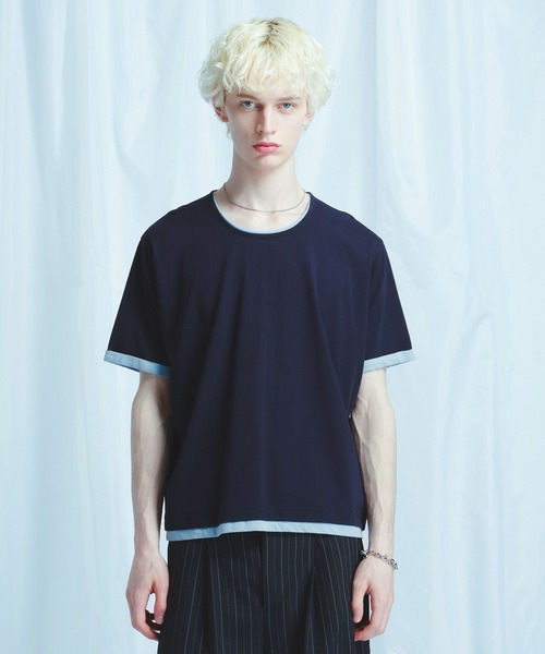 HARE（ハレ）の「【接触冷感】ユルネックレイヤードカット(HARE)（Tシャツ/カットソー・メンズ・ブルー/ブラック/ホワイト・SMALL/MEDIUM）」の3枚目の写真