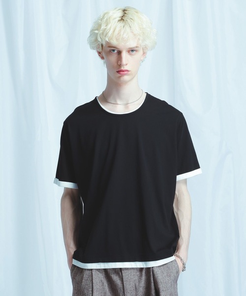 HARE（ハレ）の「【接触冷感】ユルネックレイヤードカット(HARE)（Tシャツ/カットソー・メンズ・ブルー/ブラック/ホワイト・SMALL/MEDIUM）」の2枚目の写真