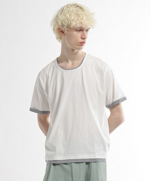 HARE（ハレ）の「【接触冷感】ユルネックレイヤードカット(HARE)（Tシャツ/カットソー・メンズ・ブルー/ブラック/ホワイト・SMALL/MEDIUM）」の12枚目の写真