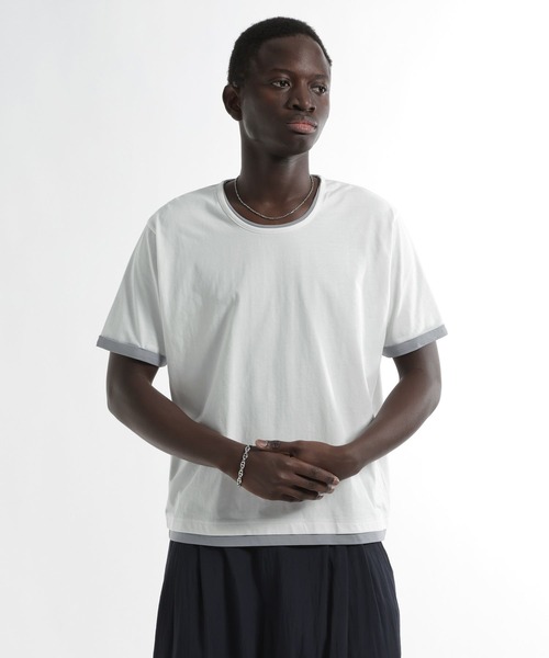 HARE（ハレ）の「【接触冷感】ユルネックレイヤードカット(HARE)（Tシャツ/カットソー・メンズ・ブルー/ブラック/ホワイト・SMALL/MEDIUM）」の13枚目の写真