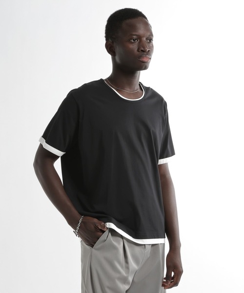 HARE（ハレ）の「【接触冷感】ユルネックレイヤードカット(HARE)（Tシャツ/カットソー・メンズ・ブルー/ブラック/ホワイト・SMALL/MEDIUM）」の14枚目の写真