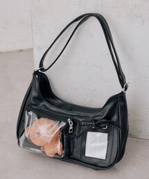 continuer de NICE CLAUP（コンティニューデナイスクラップ）の「【魅せるポケットで推しをアピール】クリアポケットリボンバッグ（ショルダーバッグ）」