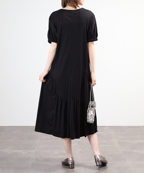 Anna Nicola(アンナニコラ)の「Anna Nicola コットンスムース切替半袖ワンピース(ワンピース・レディース・ブラック/キャメル/グリーン・38)」の8枚目の写真