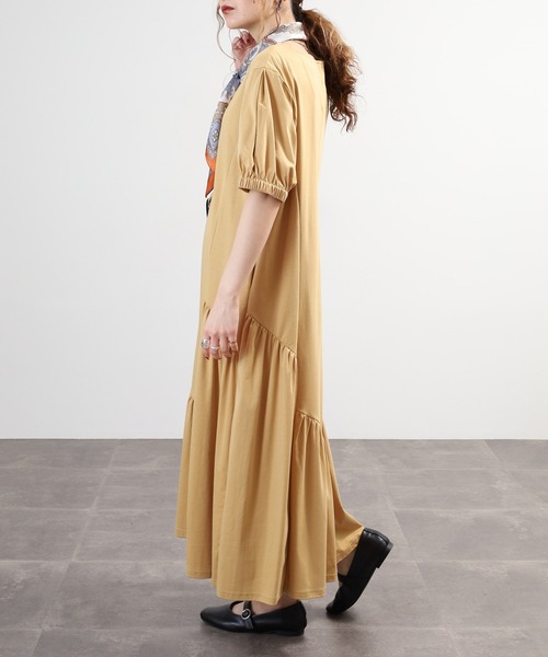 Anna Nicola(アンナニコラ)の「Anna Nicola コットンスムース切替半袖ワンピース(ワンピース・レディース・ブラック/キャメル/グリーン・38)」の21枚目の写真