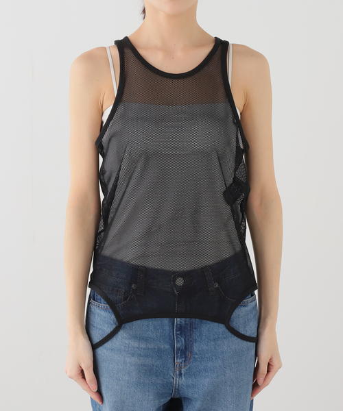 JOURNAL STANDARD（ジャーナルスタンダード）の「メッシュ2WAYタンクトップ（タンクトップ・レディース・ホワイト×ホワイト/ブラック・FREE）」の10枚目の写真