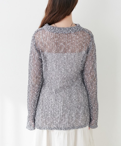 natural couture(ナチュラルクチュール)の「ネップ透かし編みカーデ(カーディガン/ボレロ・レディース・アイボリー/ブラック系その他・FREE)」の16枚目の写真