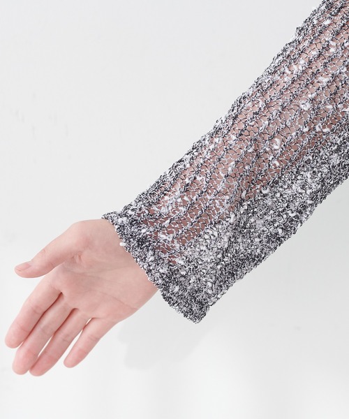 natural couture(ナチュラルクチュール)の「ネップ透かし編みカーデ(カーディガン/ボレロ・レディース・アイボリー/ブラック系その他・FREE)」の18枚目の写真